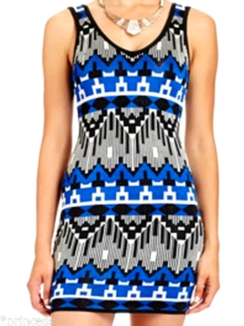 NEW Bebe 2b Black Blue White bodycon top Dress